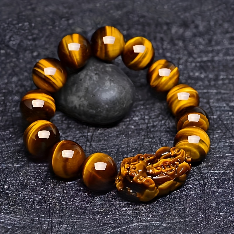 Natural Tiger's Eye Gemstone Pi Xiu Bracelet, Unisex Gift